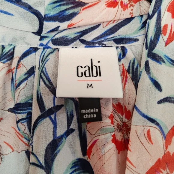 CABI Multicolor Floral Print Sleeveless V-Neck Blouse Women's Size Medium - Picture 9 of 11